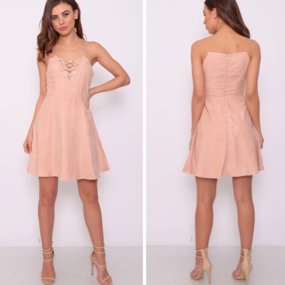 New Tags Rare London Crochet Suede Dress